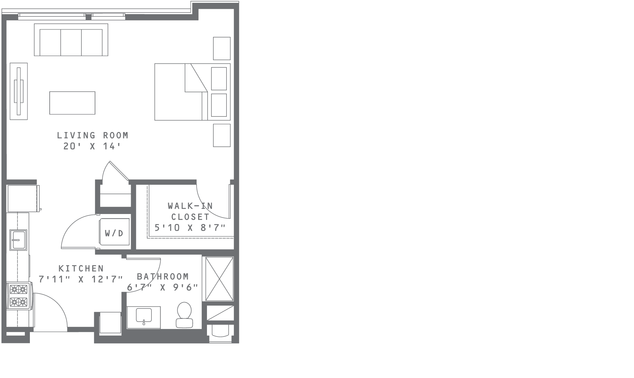 Union & West Apartments | Studio Primary Floor plan
